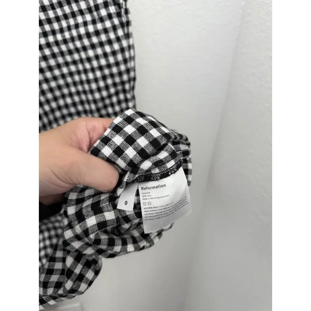 Reformation Women’s Classic Plaid Linen High Waisted‎ Trousers Sz 0